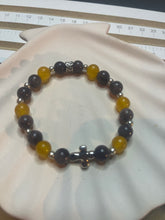 Load image into Gallery viewer, Yellow and Grey Cross Bracelet