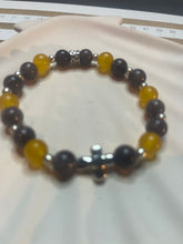 Load image into Gallery viewer, Yellow and Grey Cross Bracelet
