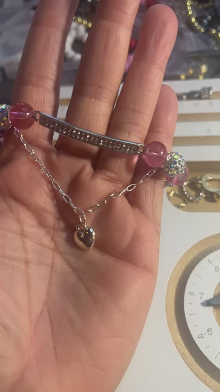 Pink Crystal Charm Bracelet